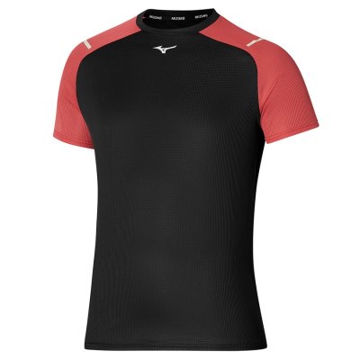 Camisa Mizuno Dryaeroflow Tee Hombre - Negros / Rojos - Chile M257RYDKFJ